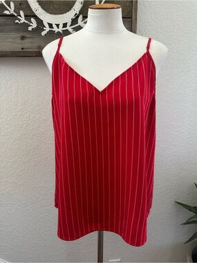 Aritzia Babaton Red Striped V-Neck Everly Cami Top size large